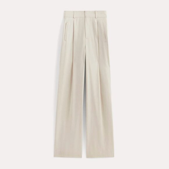 Everlane Women's Draper Pleated Pant in Buttersmooth in Heathered Oat, Size 8 - Picture 3 of 4